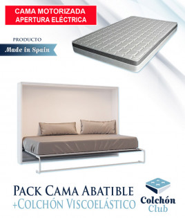 Pack Cama Abatible Horizontal con Apertura Eléctrica y Colchón Viscoelastico Ref N73000