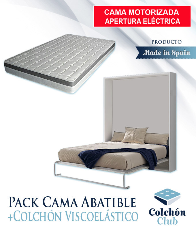 Pack Cama Abatible Vertical con Apertura Eléctrica y Colchón Viscoelastico Ref N74000