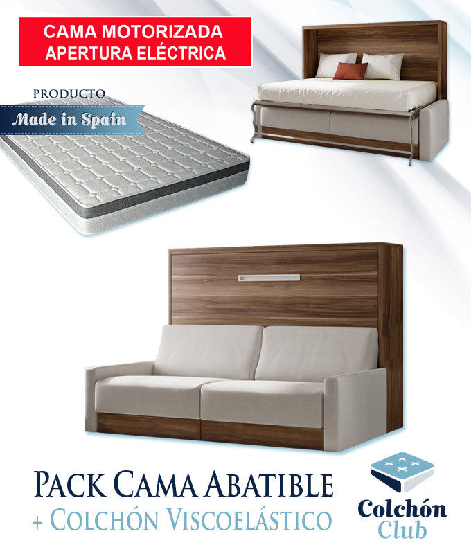 Cama Abatible Horizontal Sofá, y Colchón Viscoelástico