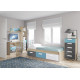 Dormitorio Juvenil con cama, estantería, xifonier y escritorio con cajonera Ref EB11