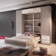 Dormitorio con cama abatible vertical matrimonial con altillo y armarios a ambos lados Ref Z65
