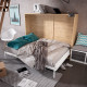 Dormitorio con cama abatible matrimonial, cajonera y estantería Ref Z66