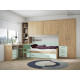 Dormitorio Juvenil con cama nido, armario, puente Librería, arcón y escritorio Ref Z22
