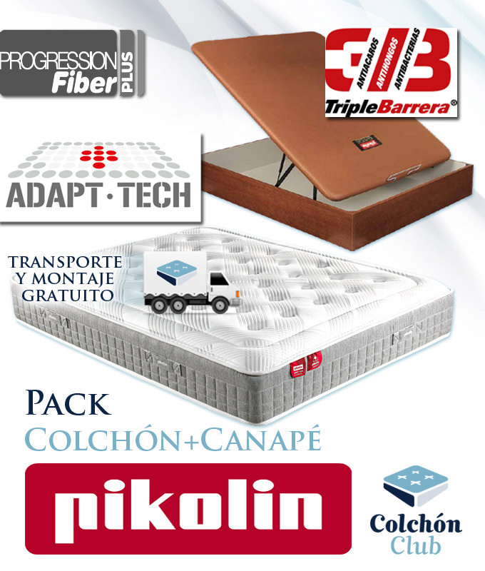 Pack Pikolin, Colchón Pikolin modelo Sleep con muelles ensacados y Canapé de madera Pikolin Ref P439000