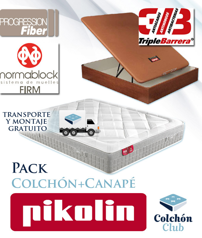 Pack Pikolin, Colchón Pikolin modelo Dream con muelles y Canapé de madera Pikolin Ref P435000