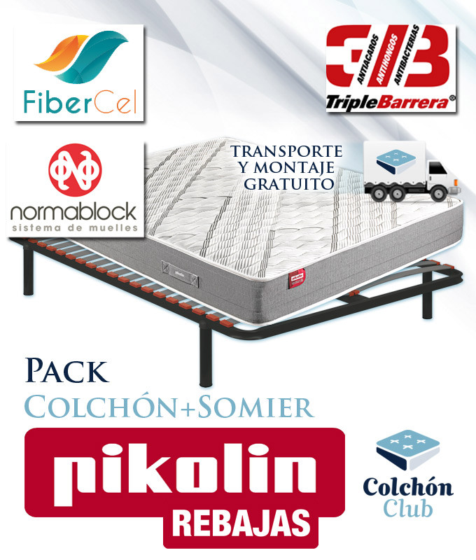Pack Pikolin, Colchón de Muelles Modelo Arce y Somier Multiláminas SG16 Ref P358000