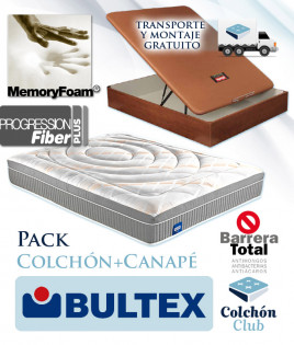 Pack Bultex, Colchón viscoelástico de gama alta Bultex modelo Quasar y Canapé madera Pikolin Ref P157000