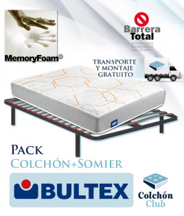 Pack Bultex, Colchón Bultex modelo Draco con Memory Foam y Somier multiláminas SG16 Ref P282000