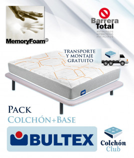 Pack Bultex, Colchón Bultex modelo Draco con Memory Foam y Base Tapizada Ref P286000