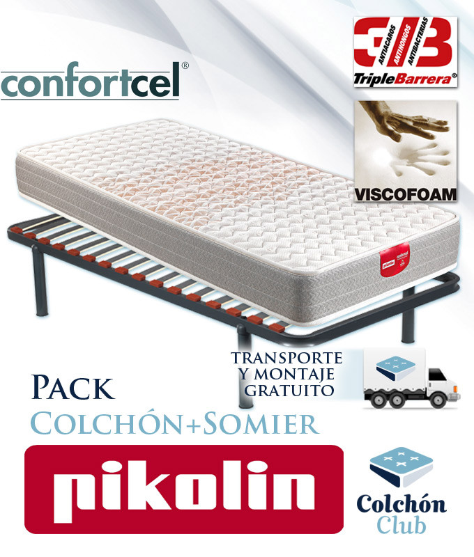 Pack Pikolin, Colchón Viscoelástico modelo Apple y Somier Multiláminas SG16 Ref P147000