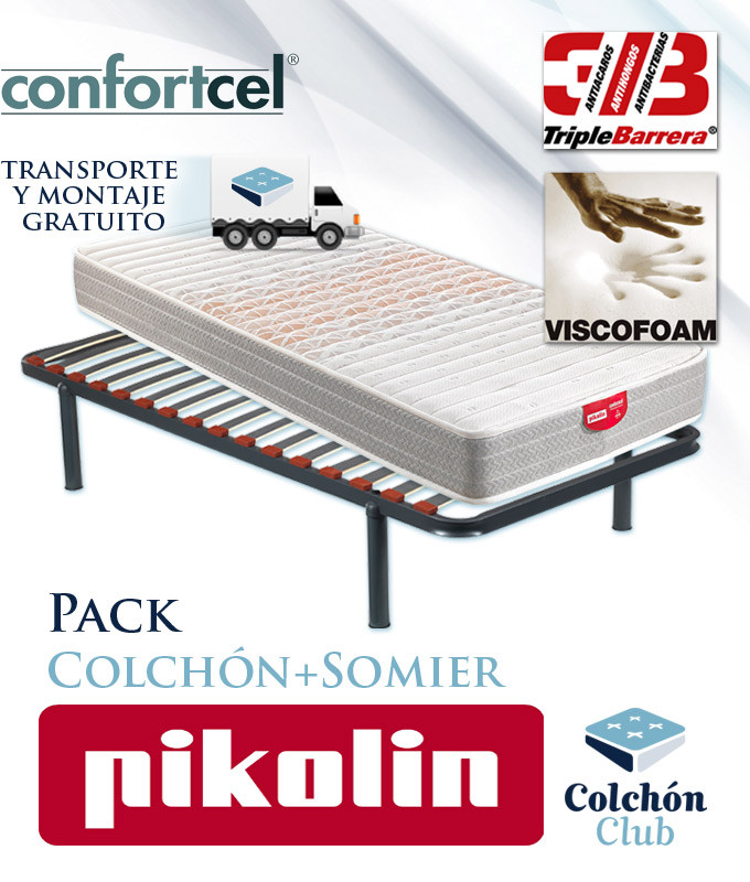 Pack Pikolin, Colchón Viscoelástico modelo Apple Compact y Somier Multiláminas SG16 Ref P147000