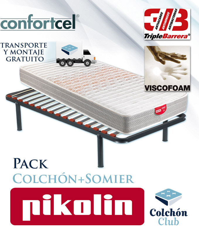 Pack Pikolin, Colchón Viscoelástico modelo Apple Compact y Somier  Multiláminas SG16