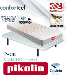 Pack Pikolin, Colchón Viscoelástico modelo Hechizo Compact y Base tapizada Sunlay Ref P225000