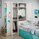 Dormitorio Juvenil con cama compacta y armario rincón Ref Z33