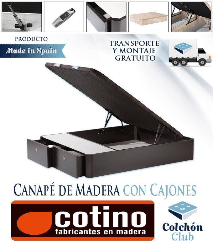 Canapé de madera de Muebles Cotino con cajones frontales Ref CT1000