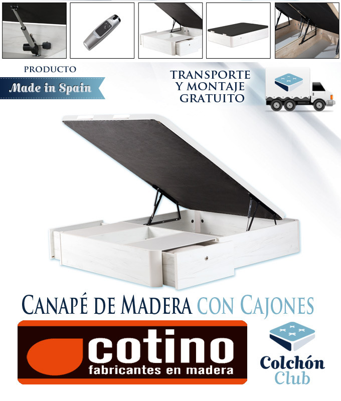 Canapé de madera de Muebles Cotino con cajones laterales Ref CT2000