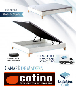 Canapé de madera de Muebles Cotino con patas altas ideal para el uso de robots de limpieza Ref CT6000
