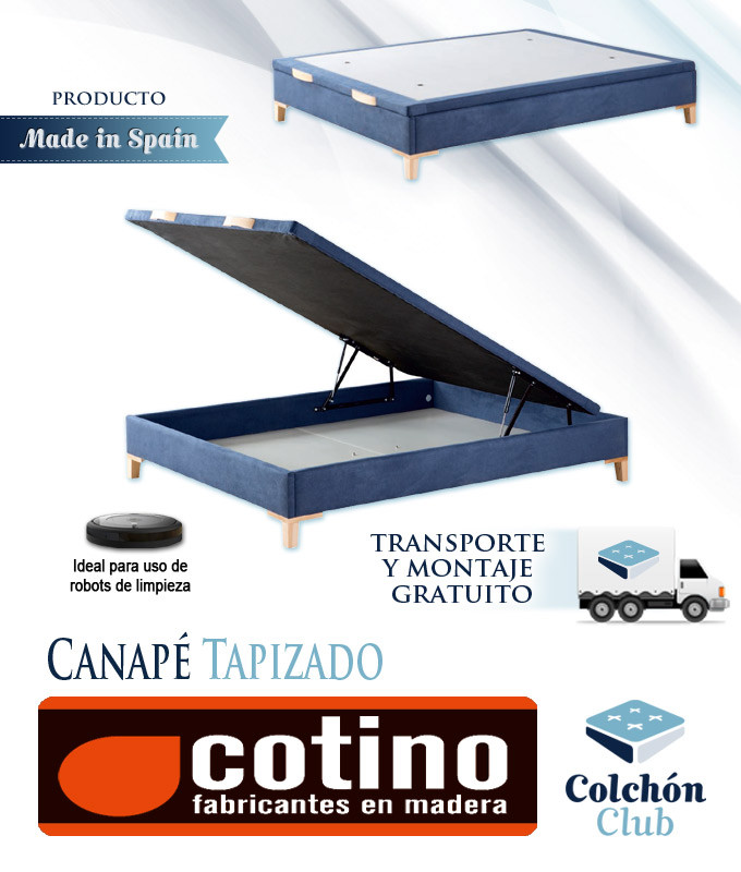 Canapé Tapizado de Muebles Cotino con patas altas ideal para el uso de  robots de limpieza