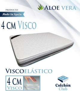 Colchón Viscoelástico de 4 cm con Tacto Visco Fresh Tejido Strech, núcleo Biocel y Aloe Vera Ref I12000