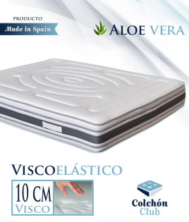 Colchón Viscoelástico con 10 cm de Visco, tratamiento Aloe Vera y laterales en tejido 3D Ref I19000