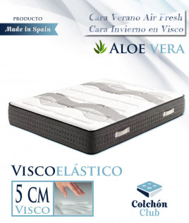 Colchón Viscoelástico con cara de verano e invierno y tratamiento Aloe Vera Ref I20000