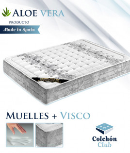 Colchón de Muelles Ensacados viscoelástico en tejido Jacquard y tratamiento Aloe Vera Ref I43000
