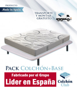 Pack Colchón de muelles Ensacados y Base tapizada Sunlay fabricado por el Grupo Pikolin Ref P224000