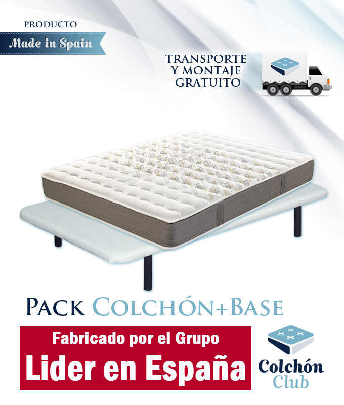 Pack Colchón viscoelástico y Base tapizada Sunlay fabricado por el Grupo Pikolin Ref P226000