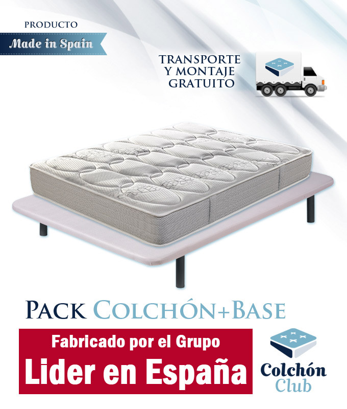 Pack Colchón viscoelástico y Base tapizada Sunlay fabricado por el Grupo Pikolin Ref P229000