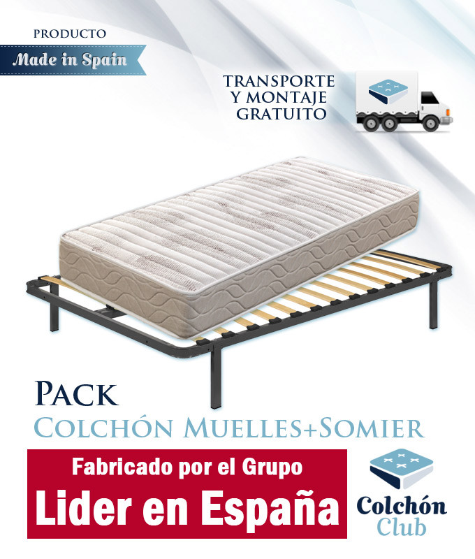 Pack Colchón de muelles Ensacados modelo Aros y Somier multiláminas  fabricado por el Grupo Lider en España