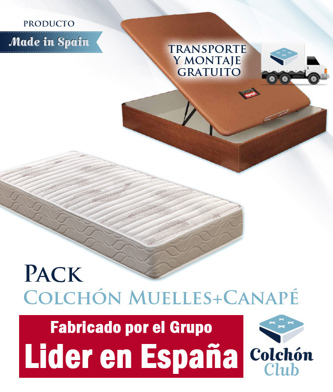 Pack Colchón de muelles Ensacados modelo Aros y Canapé de madera Pikolin