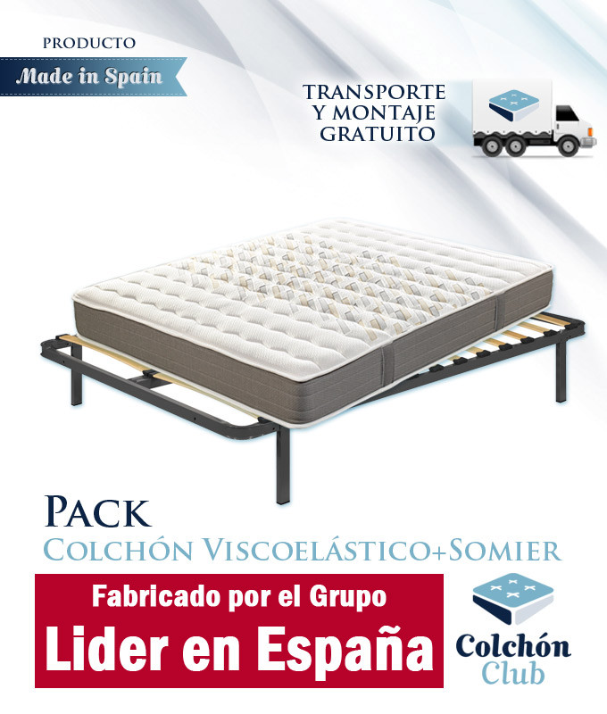 Pack Colchón viscoelástico modelo Arken y Somier multiláminas fabricado por  el Grupo Lider en España