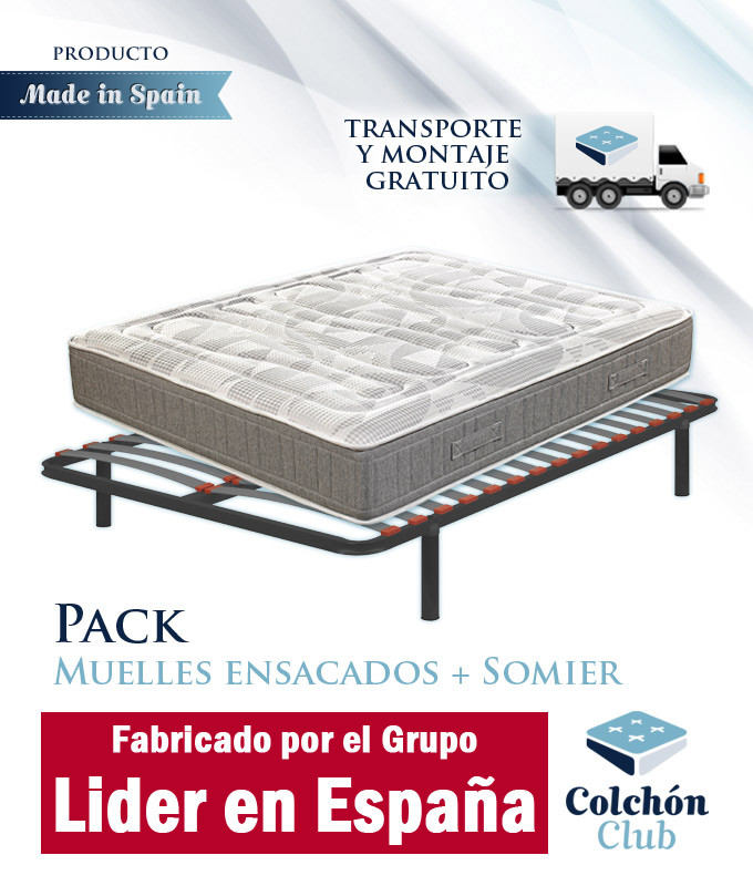 Pack Colchón de muelles ensacados y Somier multiláminas SG16 fabricado por el Grupo Pikolin Ref P87000