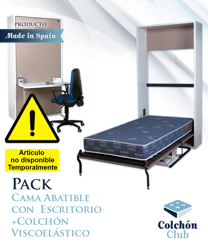 Pack Cama Abatible Vertical con Escritorio y Colchón Viscoelástico Ref T75000