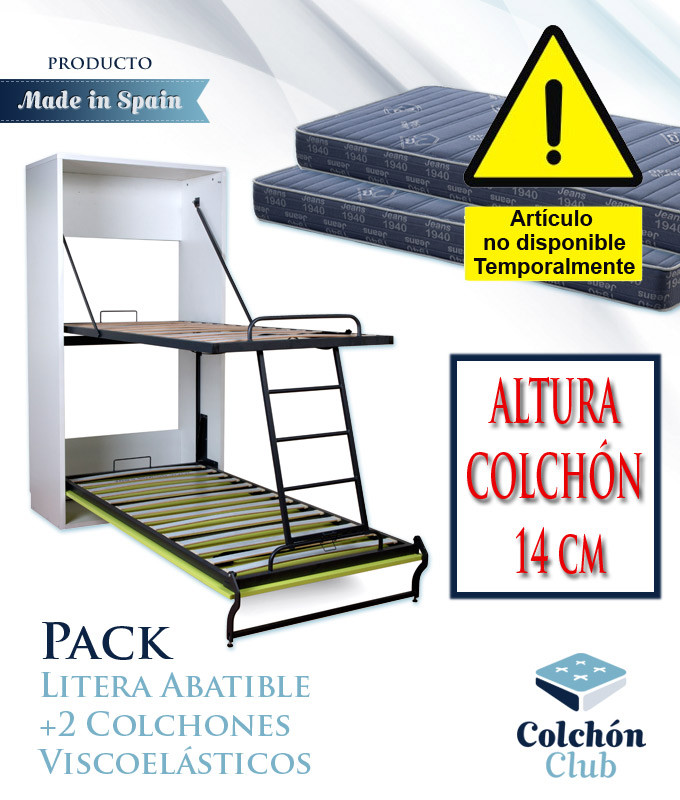 Pack Litera Abatible Vertical y 2 Colchones Viscoelasticos Ref T76000