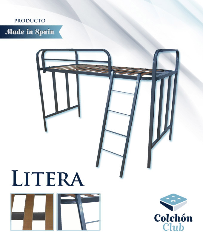 Litera de una cama con barandilla y escalera Ref S24000