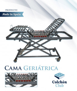 Cama geriátrica eléctrica con mecanismo elevador y refuerzo lumbar Ref S32000