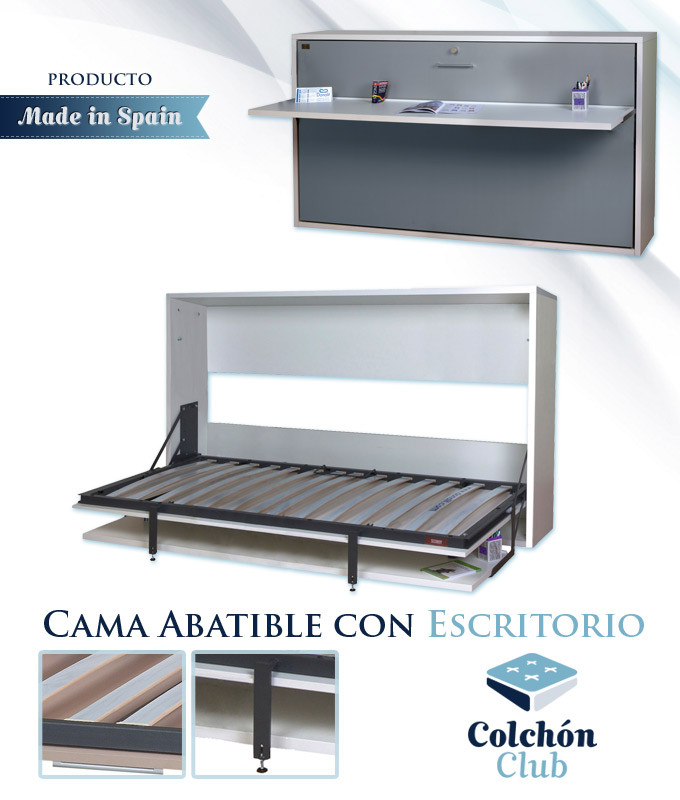 Cama abatible horizontal 135 x 190 cm con nido.