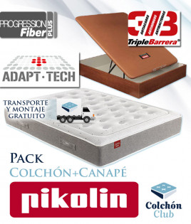 Pack Pikolin, Colchón Pikolin modelo Oceanía Pocket con muelles ensacados y Canapé de madera Pikolin Ref P386000