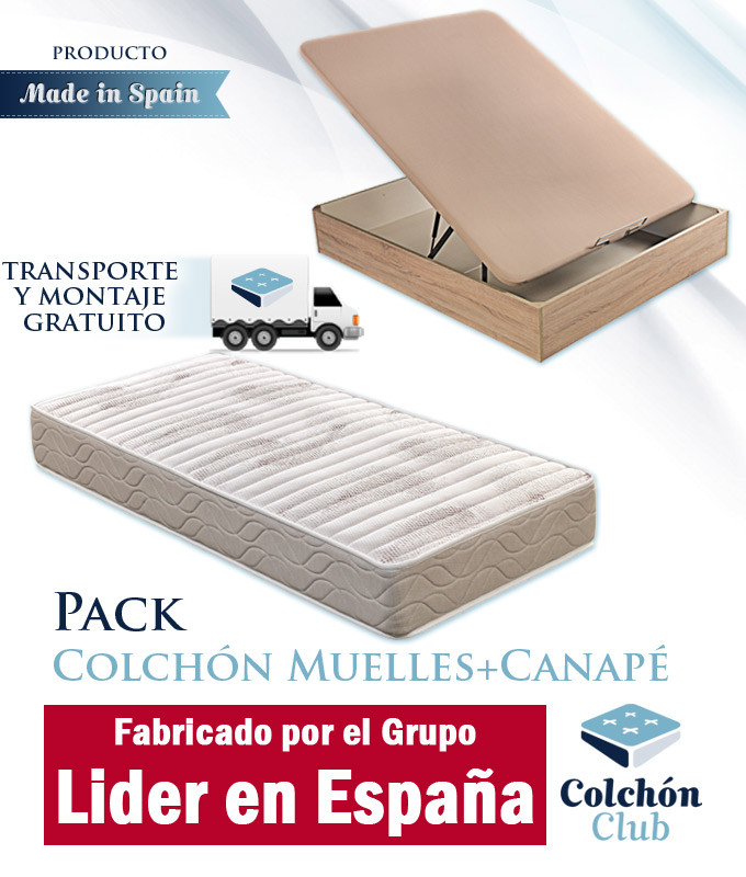 Pack Colchón de muelles Ensacados y Canapé fabricado por el Grupo Lider en España Ref P429000