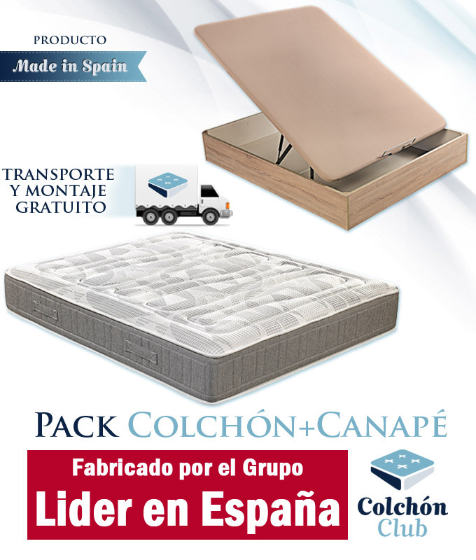 Pack Colchón de muelles ensacados y Canapé fabricado por el Grupo Lider en España Ref P201000