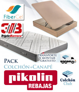 Pack Pikolin, Colchón de Muelles Modelo Elan y Canapé de madera Ref P365000