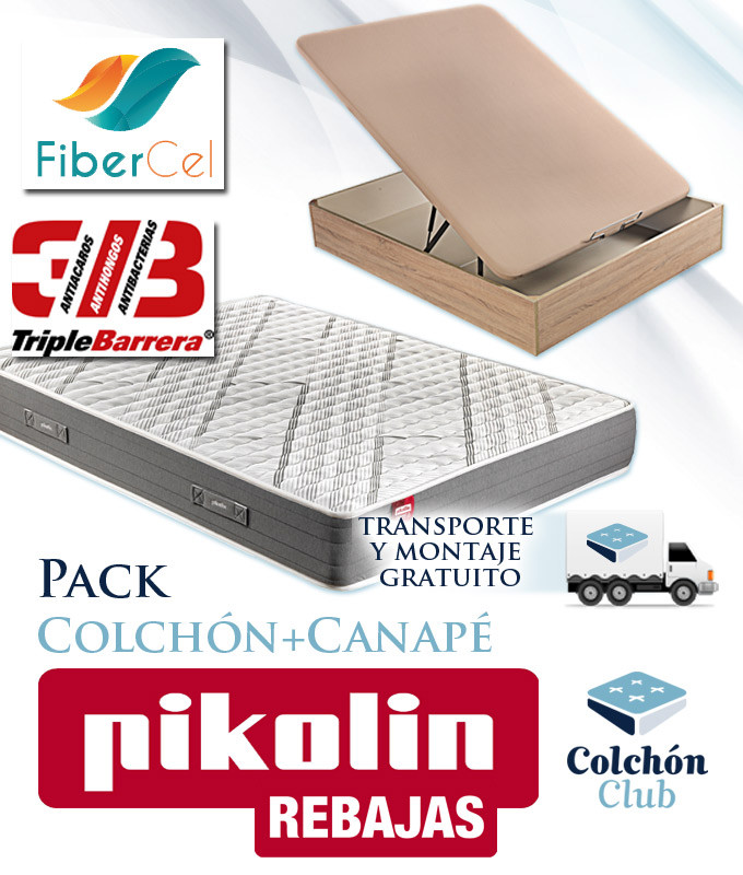 Pack Pikolin, Colchón de Muelles Modelo Elan y Canapé de madera Ref P365000