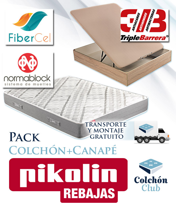 Pack Pikolin, Colchón de Muelles Modelo Arce y Canapé de madera Ref P360000