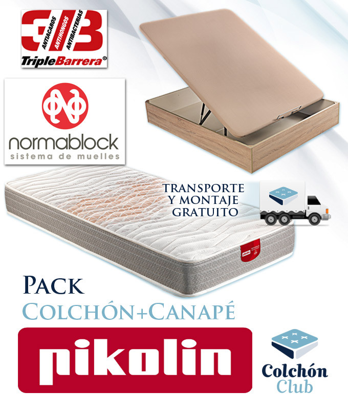 Pack Pikolin, Colchón modelo Pear y Canapé madera Ref P190000