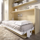 Dormitorio con cama abatible con escritorio, armario de 2 puertas y estantes Ref YC402