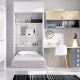 Dormitorio juvenil formado por cama abatible individual con altillo y escritorio Ref YC409