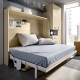 Dormitorio con cama abatible matrimonial con escritorio, armario de 2 puertas y estante Ref YC410