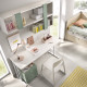 Dormitorio Juvenil con 2 camas, armario, escritorio y módulos estantes Ref YC101