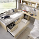 Dormitorio Juvenil con 2 camas, armario, arcón y escritorio Ref YC111